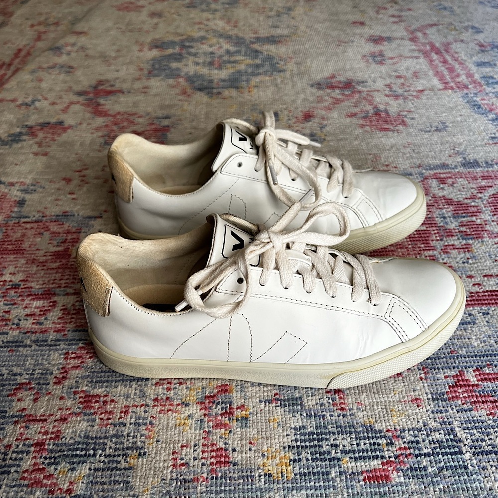 Veja Esplar Suede-Trimmed Leather Sneakers- Size 37